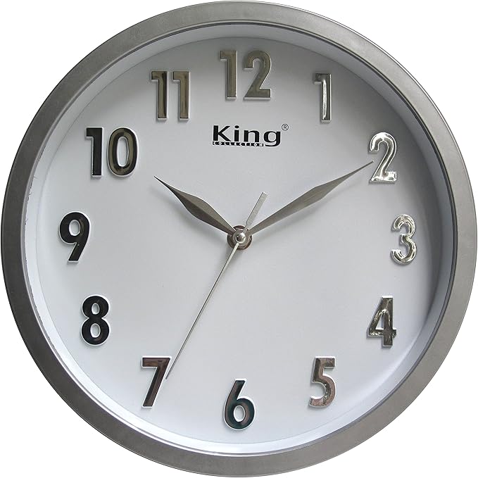 King Home OROLOGIO DA PARETE in plastica 25,4x4 cm grigio
