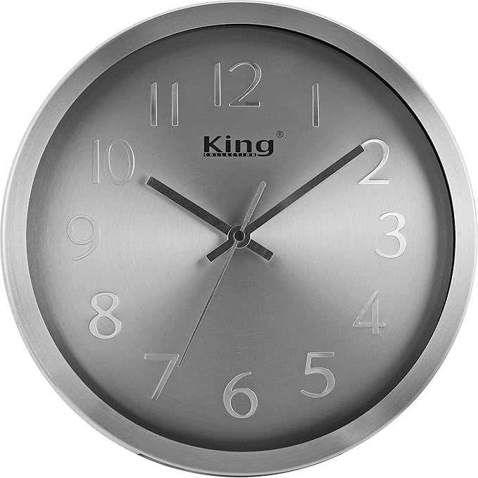 King Home OROLOGIO DA PARETE in alluminio 30,5x4 cm color argento