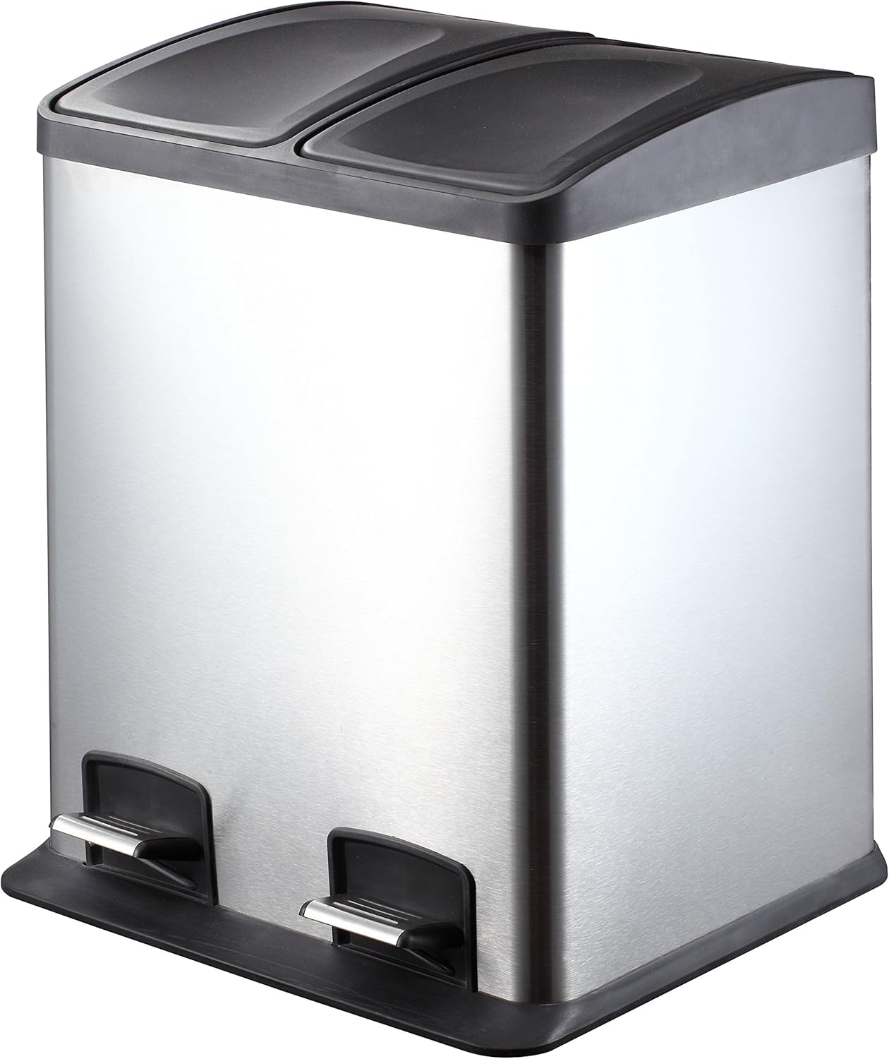 King Home Pattumiera 2x12 l per raccolta differenziata 37,6x36x45h cm con pedale