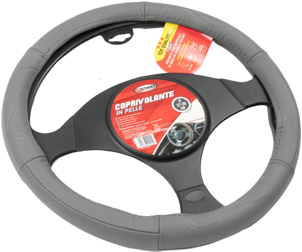 START Coprivolante auto in pelle antiscivolo diametro da 37 a 39 cm