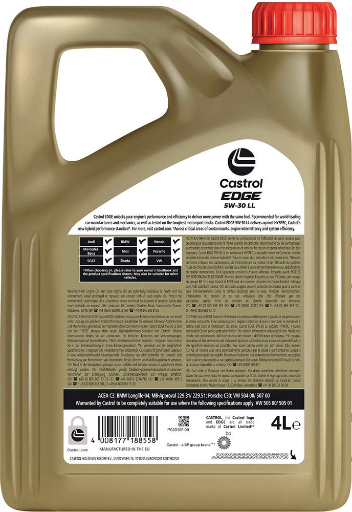 Castrol Edge LL 5W-30 4L Sintetico Olio Motore Lubrificante Auto Benzina Diesel