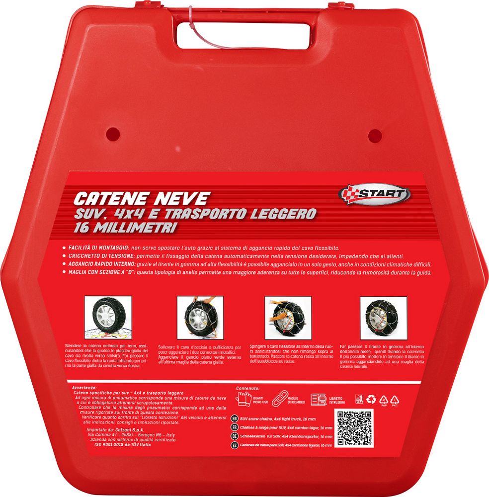 Set due pezzi catene da neve 16MM gruppo 255 per SUV 4x4 e trasporto leggero