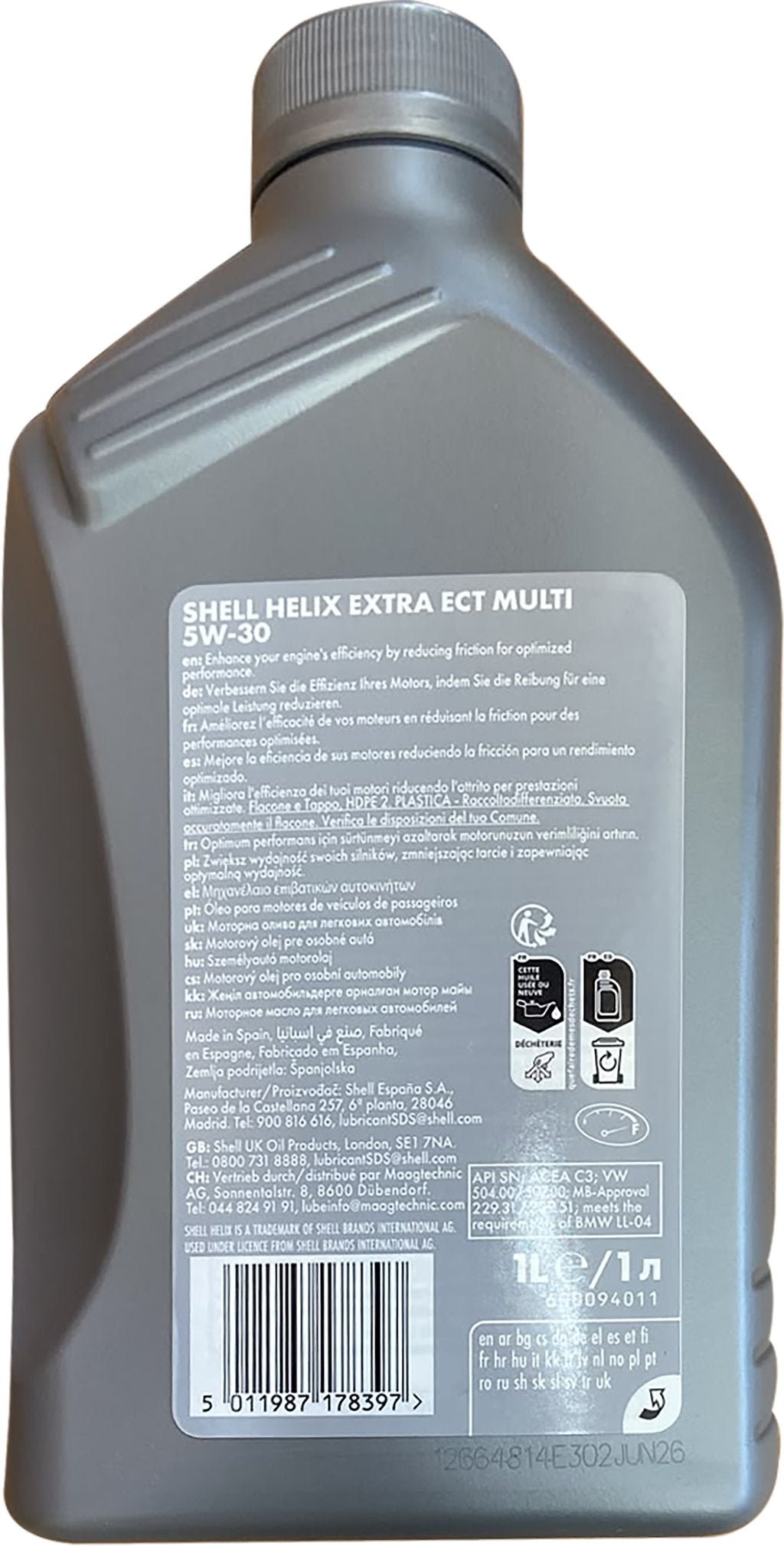 Shell Helix Extra ECT Multi 5W-30 1L Olio Motore Sintetico