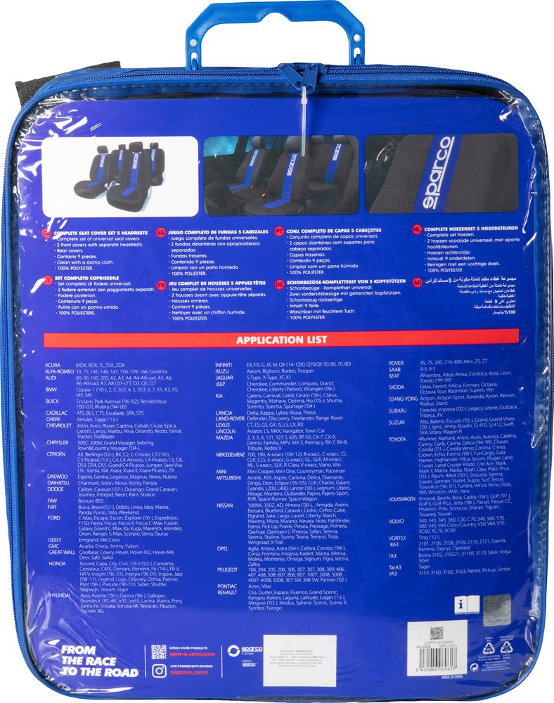Set completo SPC1011 coprisedili blu per auto universali anteriori e posteriori