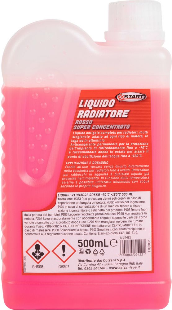 START - Liquido Radiatore Rosso Puro Anticongelante -70?C 500 ml ? Massima