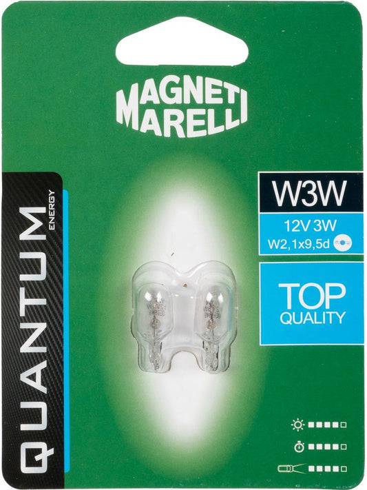 QUANTUM ENERGY Magneti Marelli W3W coppia lampadine auto vetro 12V 3W attacco