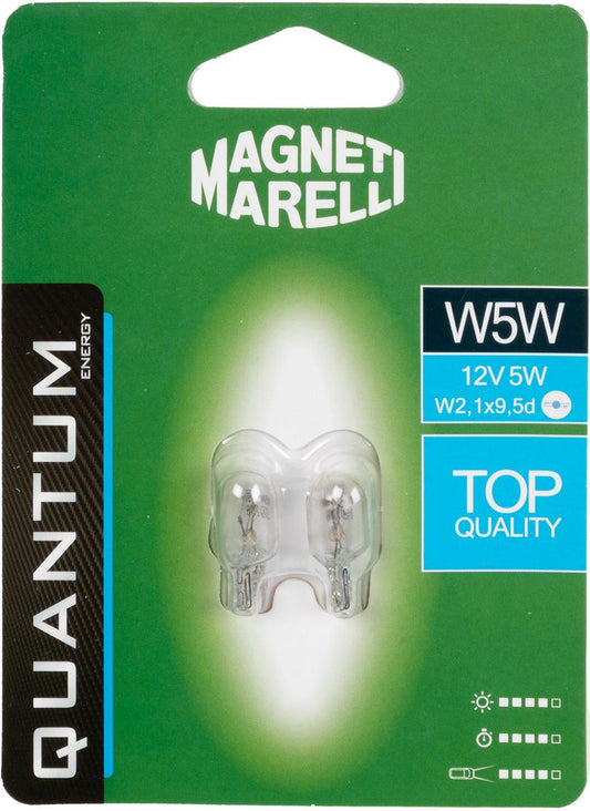 QUANTUM ENERGY Magneti Marelli W5W coppia lampadine auto vetro 12V 5W attacco