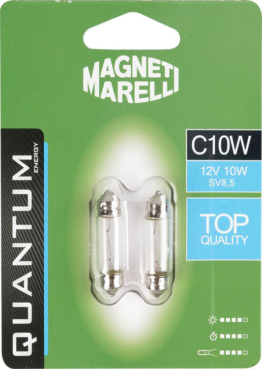 QUANTUM ENERGY Magneti Marelli C10W coppia di lampadine auto siluro 12V 10W