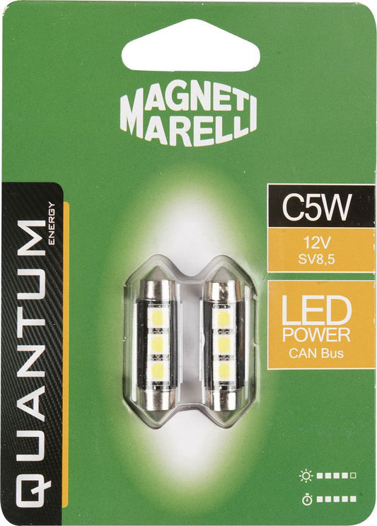 QUANTUM ENERGY Magneti Marelli C5W coppia lampadine auto LED 3SMD 12V attacco