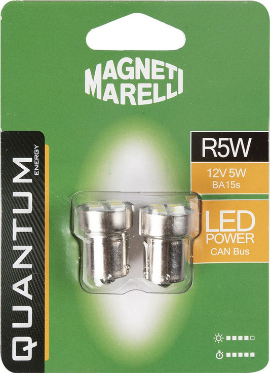 QUANTUM ENERGY Lampadina Marelli R5W 12V 5W 4 LED Canbus 2 Pezzi  Lampadina