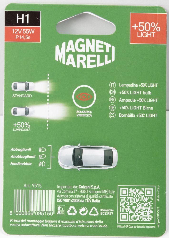 QUANTUM ENERGY Magneti Marelli H1 lampadina singola auto +50% light 12V 55W