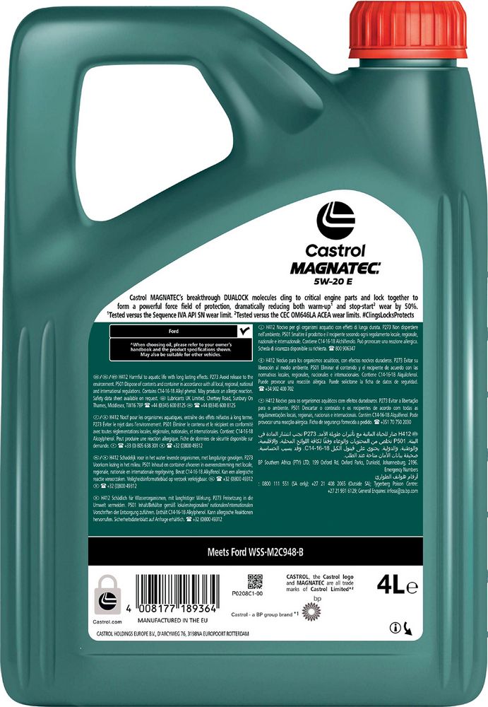 Castrol Magnatec E Q3 5W-20 API SN 4L Sintetico Olio Motore Lubrificante Auto