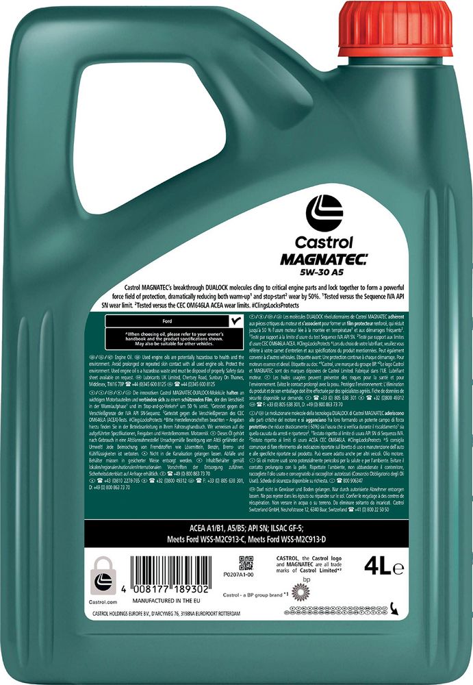 Castrol Magnatec 5W-30 ACEA A1/B1 API SN 4L Sintetico Olio Motore Lubrificante