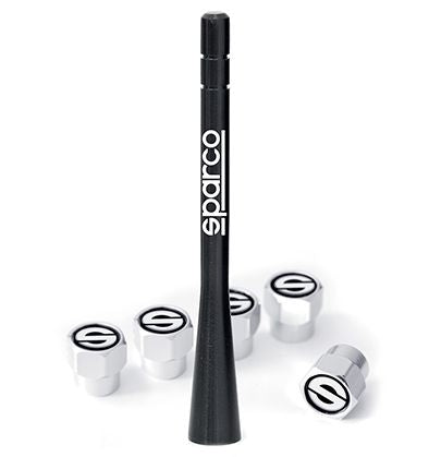 SPARCO Antenna SPC1417 con viti e tappi valvola pneumatici in alluminio Auto