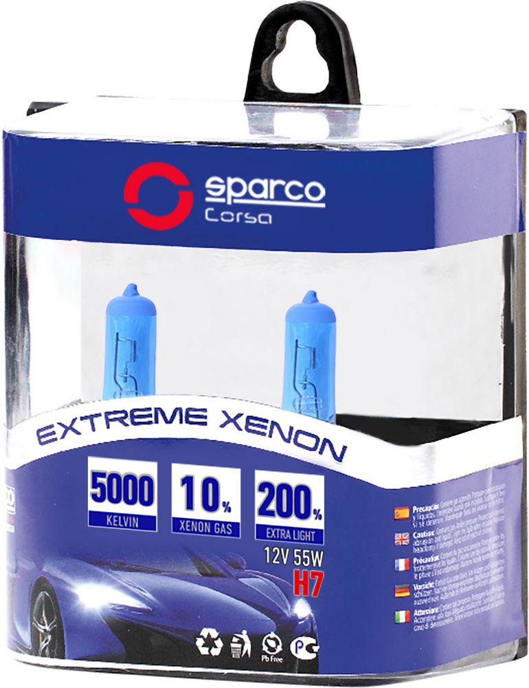 SPARCO Coppia lampadine auto h7 12V 55W luce fredda Accessorio Originale