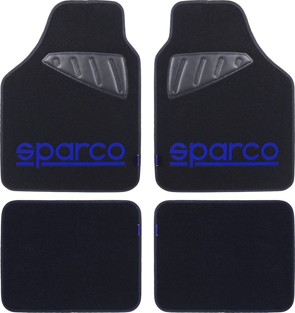 SPARCO Set completo SPC19 tappetini auto universali in moquette nero/blu