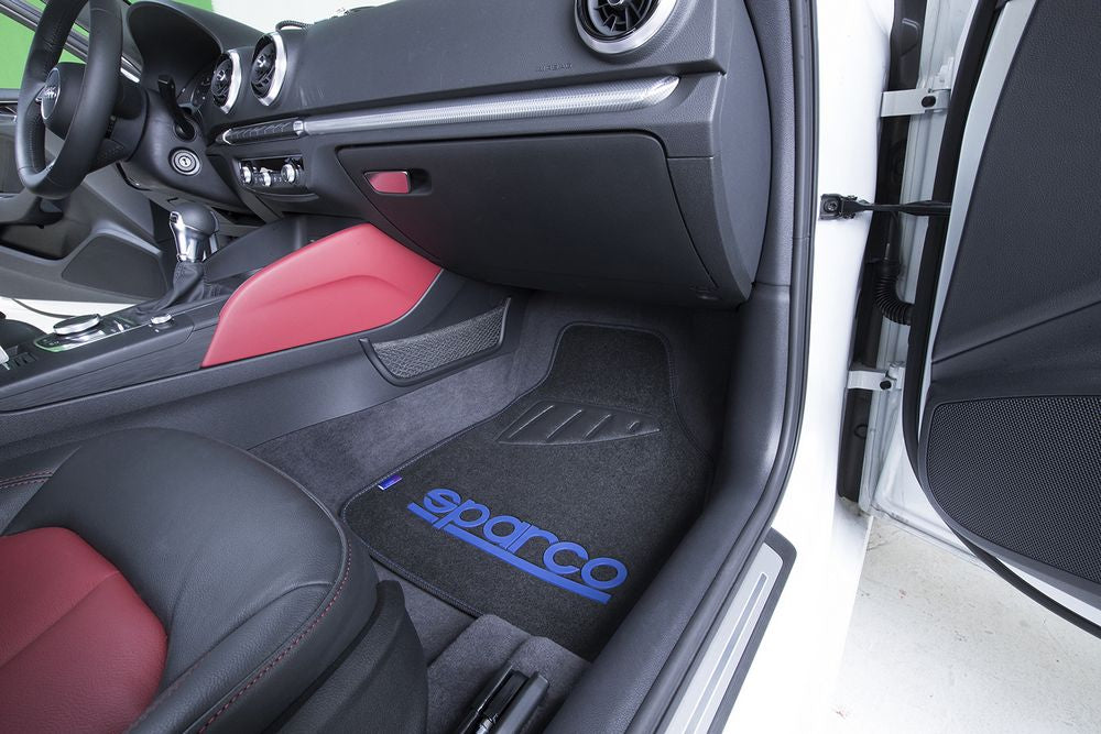 Set completo SPC19 tappetini auto universali in moquette nero/blu poliestere