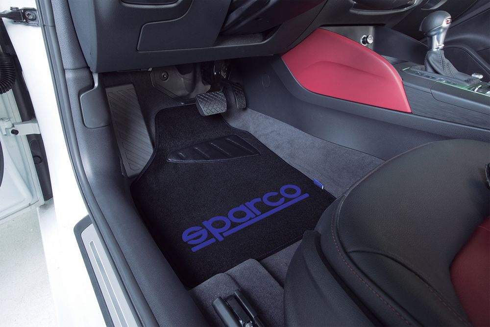 SPARCO Set completo SPC19 tappetini auto universali in moquette nero/blu