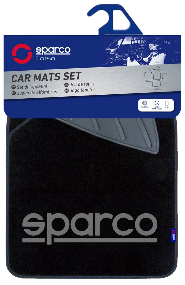 SPARCO Set completo SPC19 universale tappetini auto moquette nero/grigio