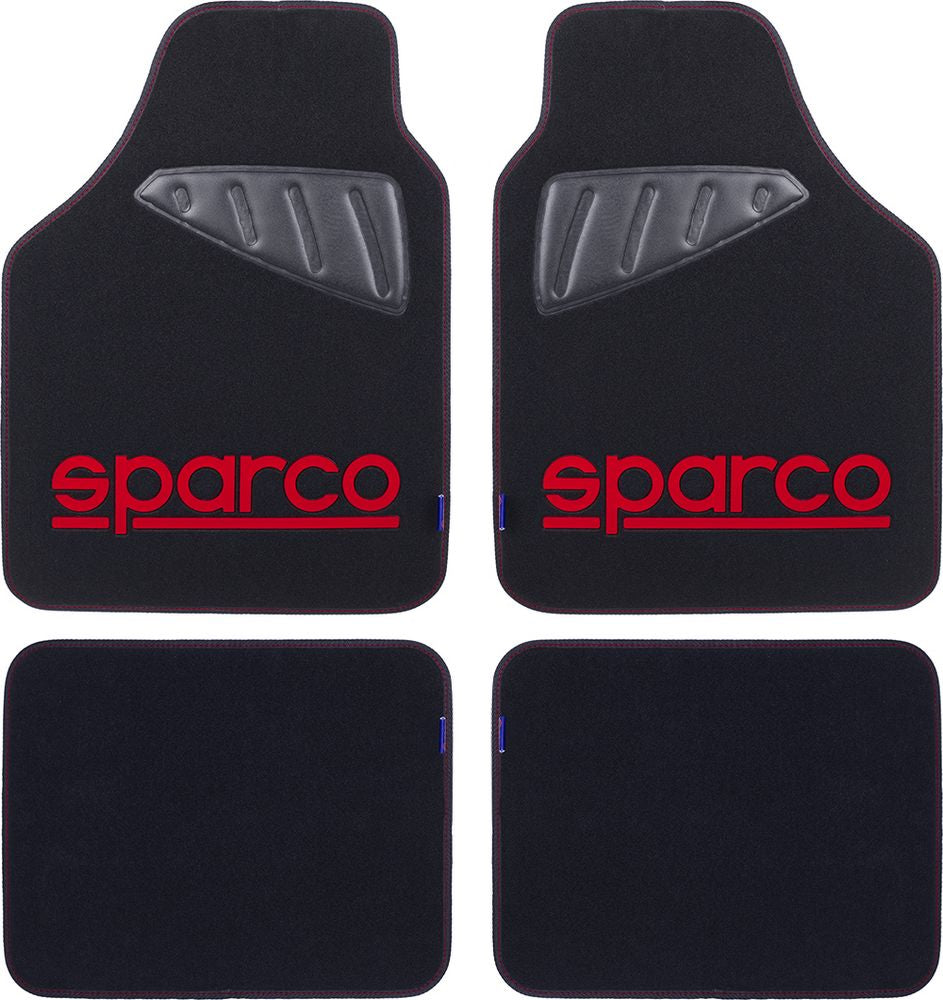 Set SPC19 completo tappetini universali auto moquette nero/rosso poliestere