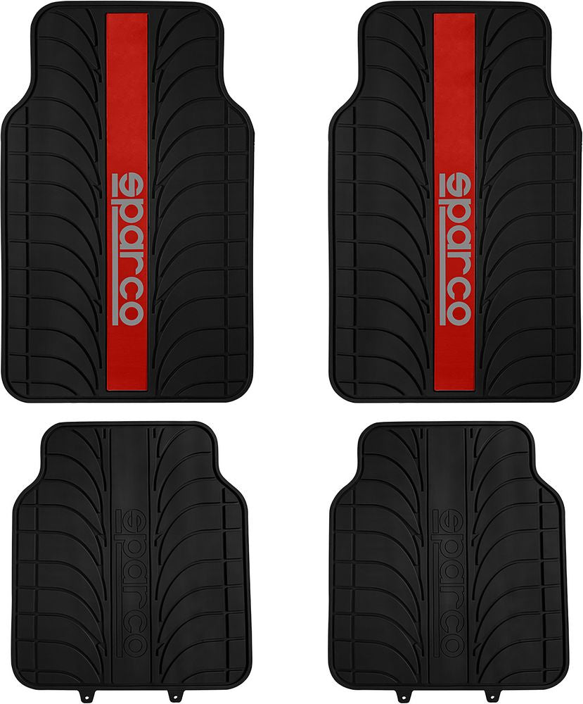 Set 4 tappetini per auto red line in PVC Sparco