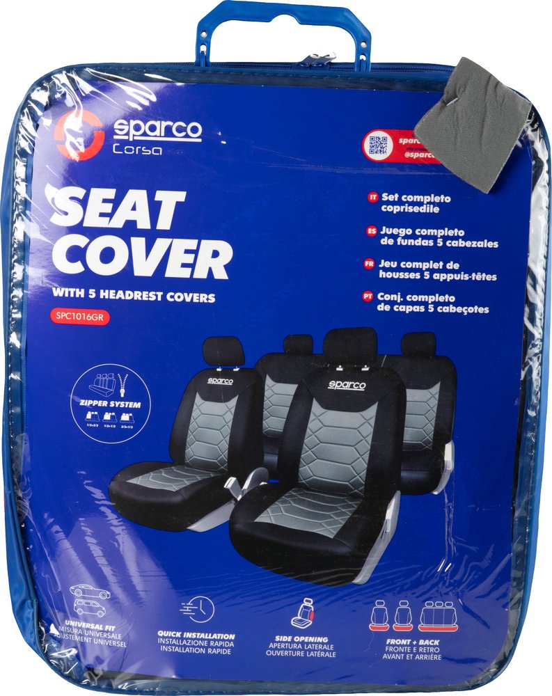 Set universale SPC1016 coprisedili auto completo nero e grigio nido d'ape