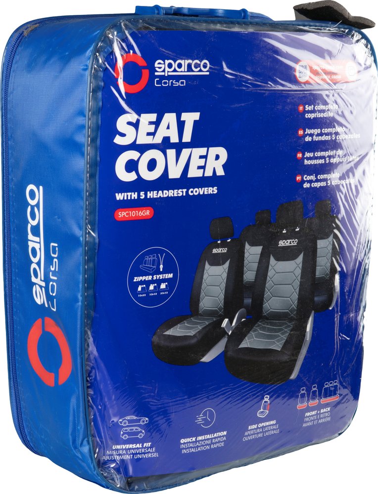 Set universale SPC1016 coprisedili auto completo nero e grigio nido d'ape