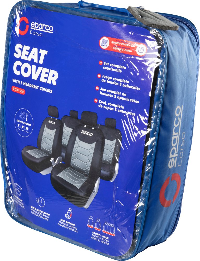 Set universale SPC1016 coprisedili auto completo nero e grigio nido d'ape