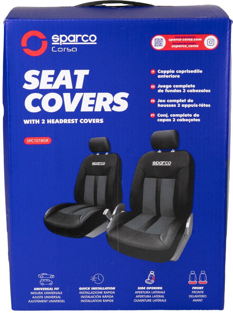 SPARCO Coppia coprisedili poliestere universali anteriori auto nero/grigio
