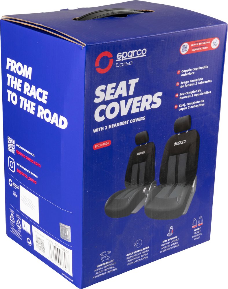 SPARCO Coppia coprisedili poliestere universali anteriori auto nero/grigio