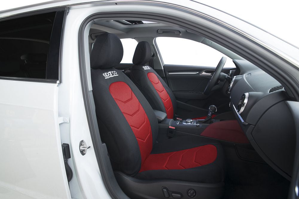 Set completo SPC1019 di coprisedili universali auto nero/rosso righe