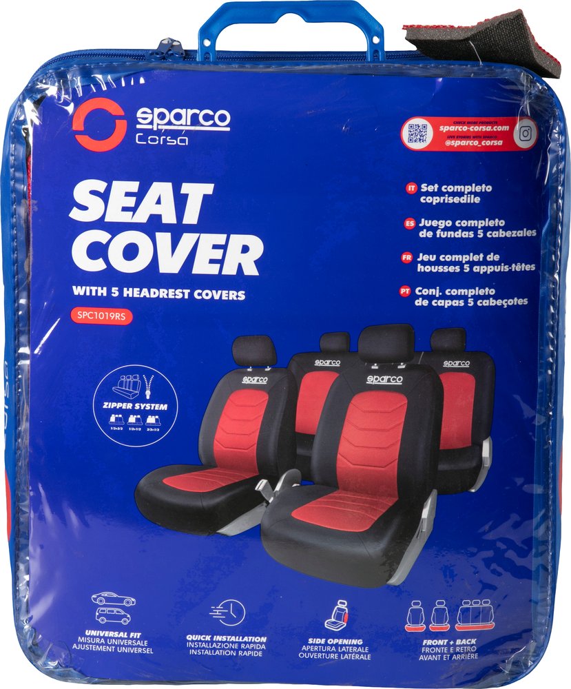 Set completo SPC1019 di coprisedili universali auto nero/rosso righe