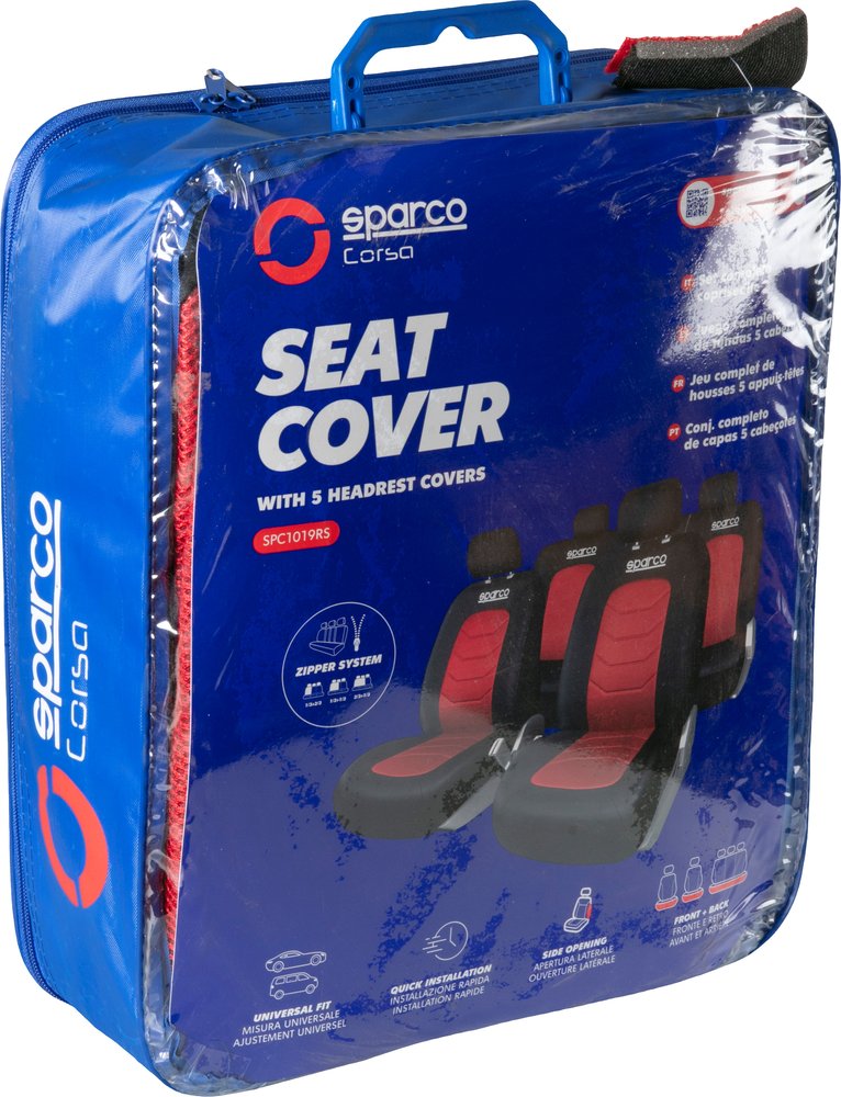 Set completo SPC1019 di coprisedili universali auto nero/rosso righe