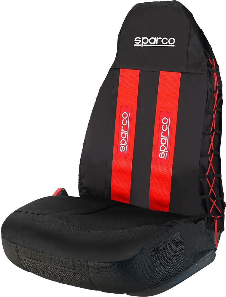 SPARCO 3D coprisedile universale per auto nero e rosso con intreccio laterale