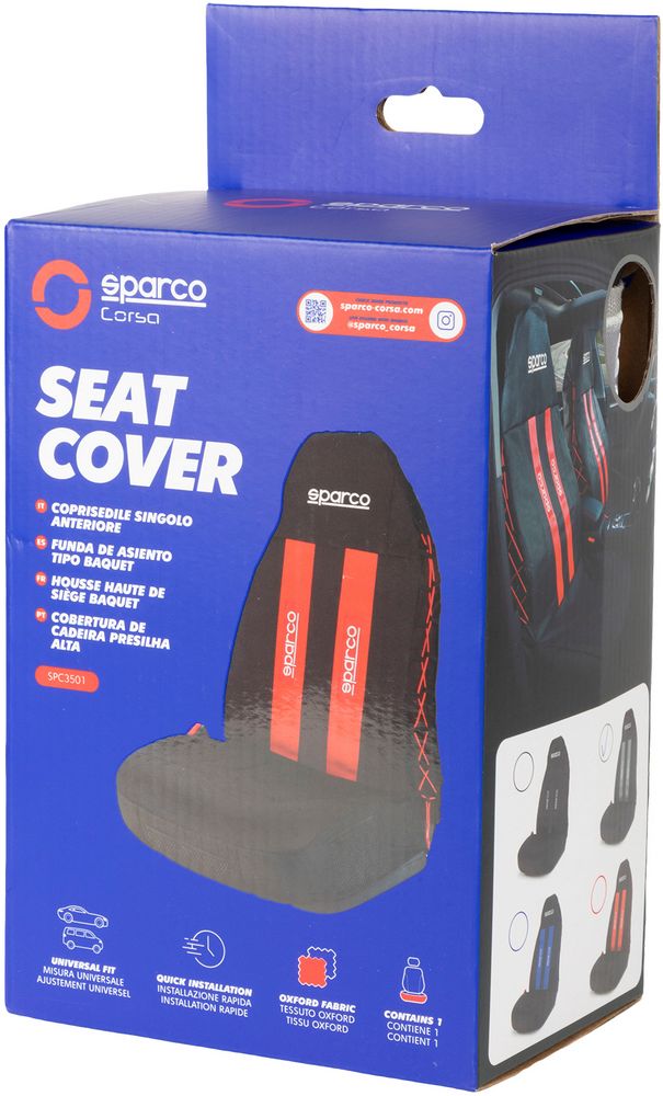 SPARCO 3D coprisedile universale per auto nero e rosso con intreccio laterale