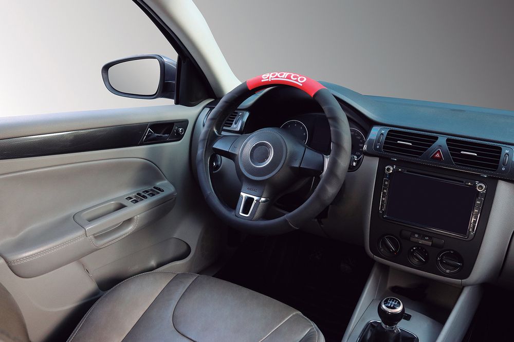 SPARCO Coprivolante SPC1111 auto universale nero e rosso poliestere 38cm