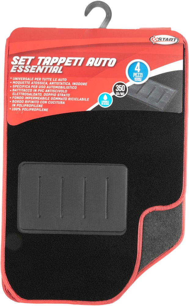 Set tappetini auto essential bordo rosso.