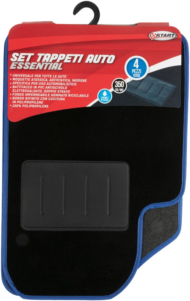 Set tappetini auto essential bordo blu.
