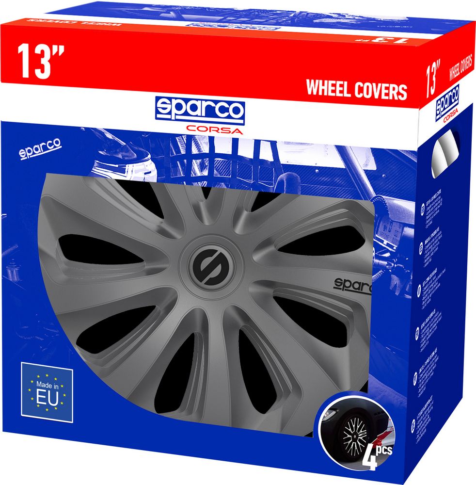 SPARCO Borchie Sicilia set universale copricerchi completo auto grigio 16