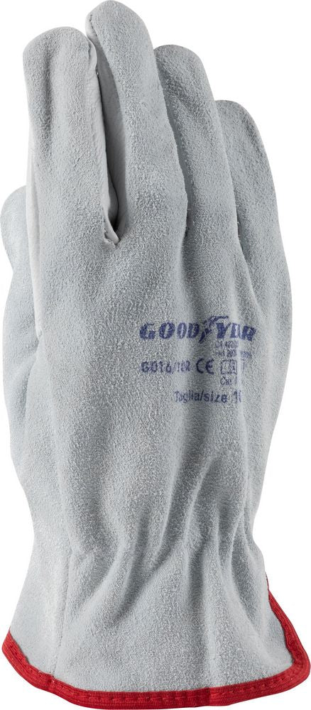 Goodyear Guanti in pelle pieno fiore e crosta taglia 10 colore bianco, guanti da lavoro