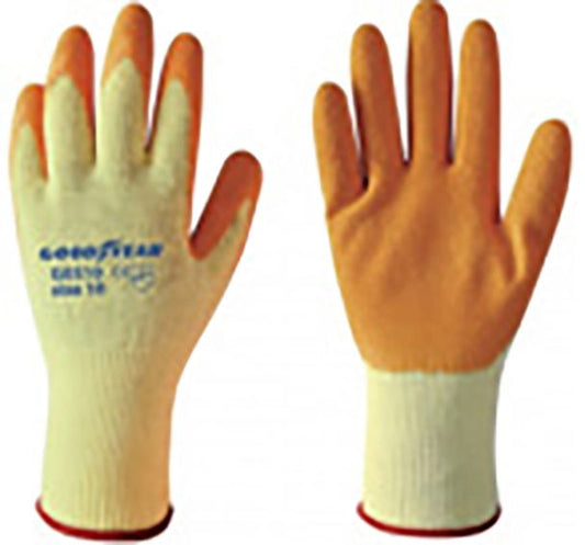 Goodyear guanti in cotone e lattice taglia 9 colore bianco/arancione, guanti da lavoro