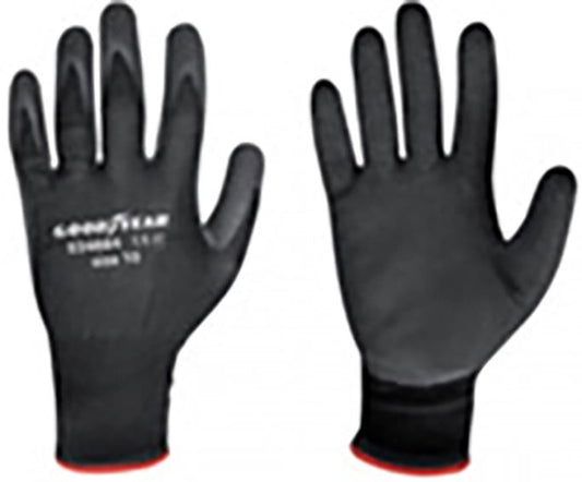 Goodyear guanti in PU e palmo in schiuma di lattice taglia 9 colore nero, guanti da lavoro