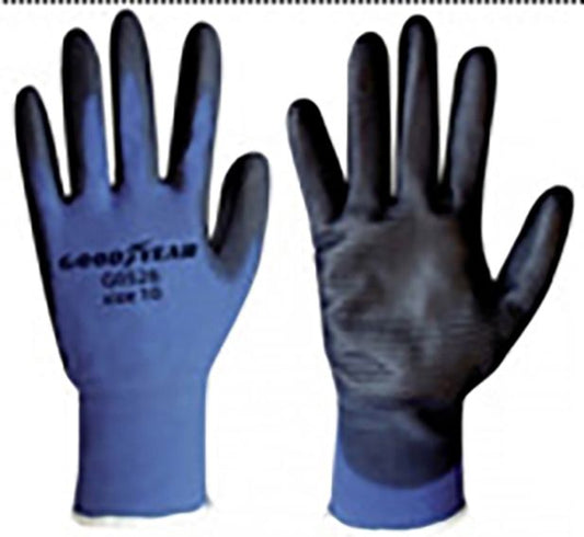 Goodyear guanti in tesuto nido d'ape e palmo in poliuretano taglia 10 colore blu e nero, guanti da lavoro