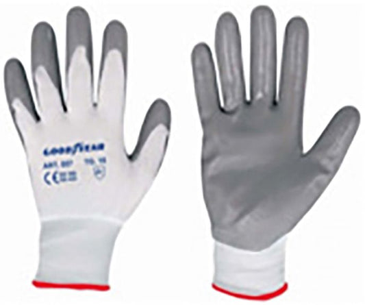 Goodyear guanti in nylon e nitrile taglia 8 colore bianco/grigio, guanti da lavoro