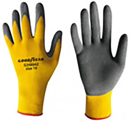 Goodyear  Guanti GY in nylon e schiuma di lattice taglia 10 senape/nero, comfort e resistenza ideali per lavori manuali e industriali