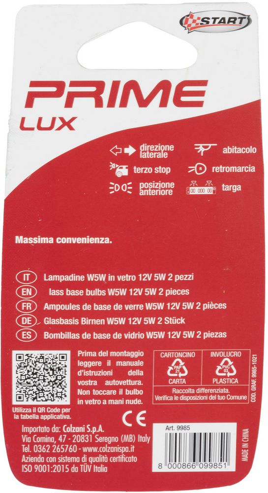 START Coppia lampadine auto blu power in vetro W5W W2,1X9,5D 12V 5W