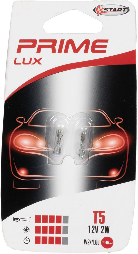 START Coppia di lampadine auto alogene in vetro T5 12V 2W W2X4.6d