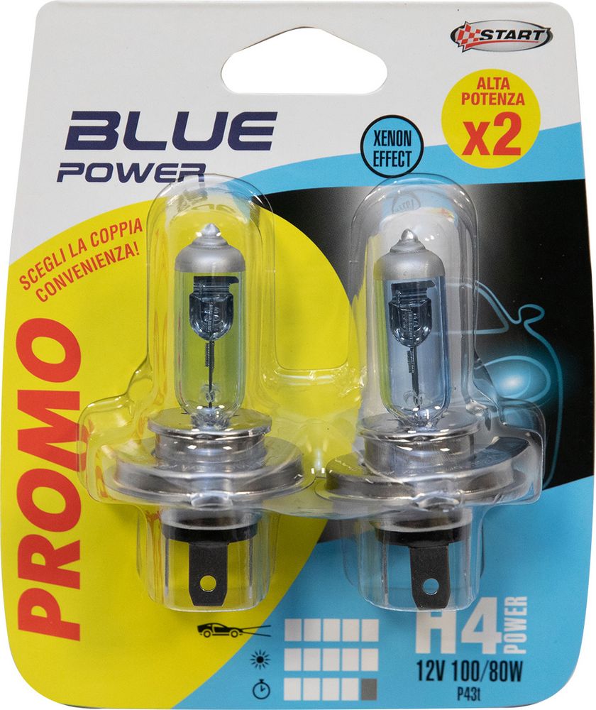 START Coppia di lampadine auto alogene H4 12V 100/80W P43t Accessorio Originale