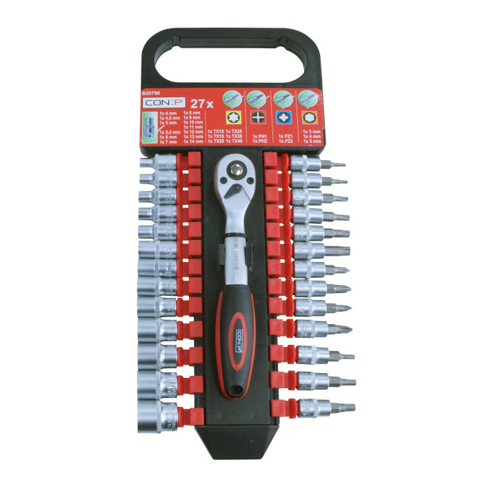 Set inserti e bussole + cricchetto 27 pz.