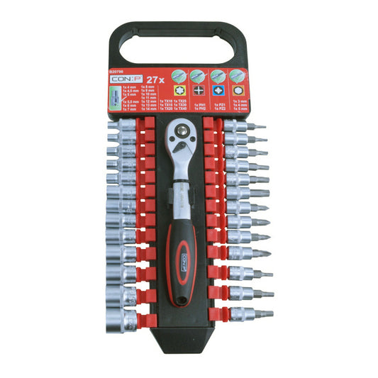 Set inserti e bussole + cricchetto 27 pz.